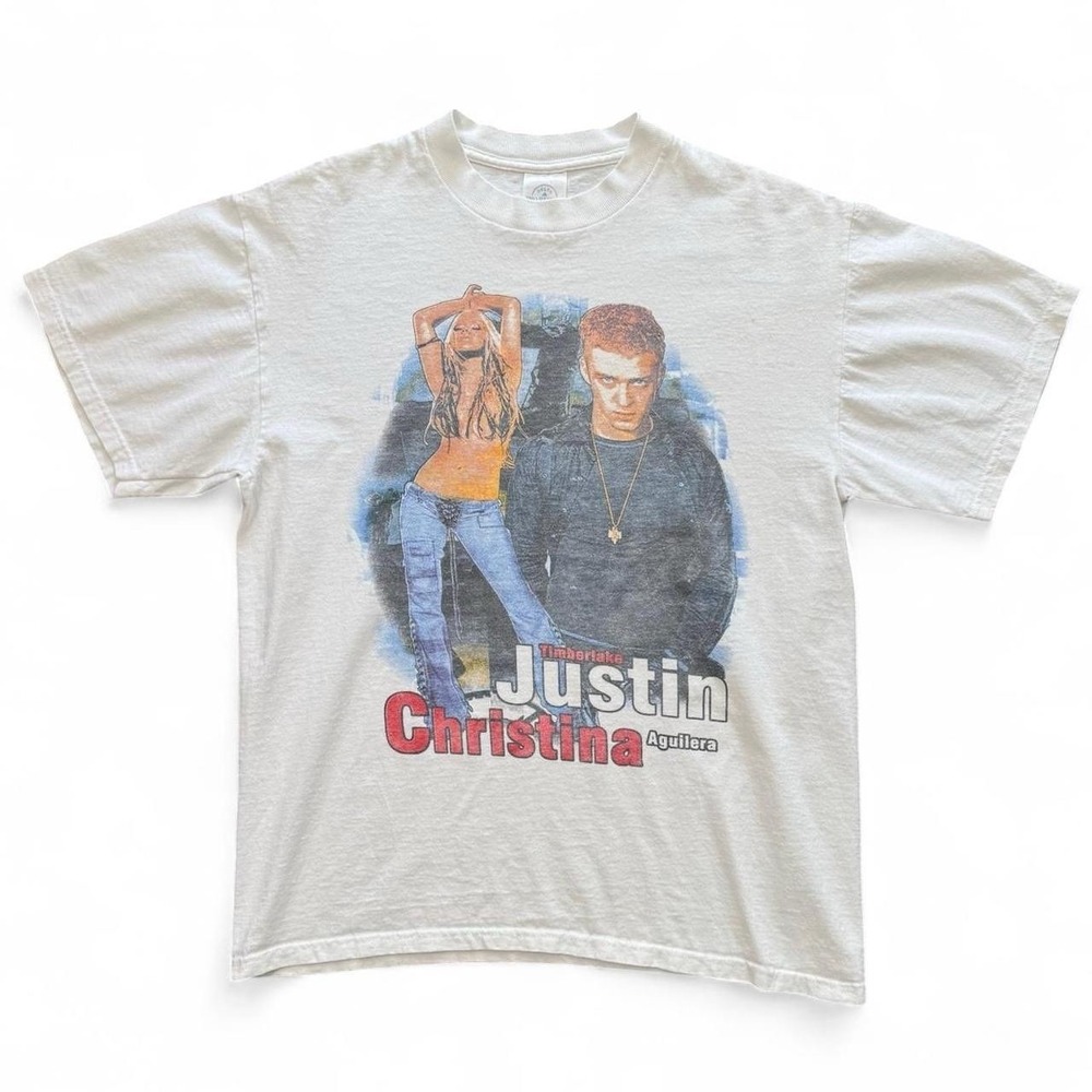 Vintage Y2K Justin Timberlake Christina Aguilera Concert Merch Band Tour T-shirt